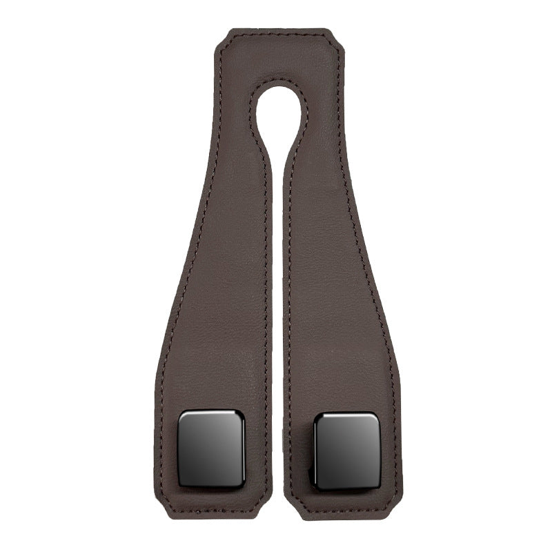 Coffee Heavy Duty Car Headrest Hooks (Set of 4 Units) - PU Leather Seat Back Organizer Hangers V888-ELOSUNG24823