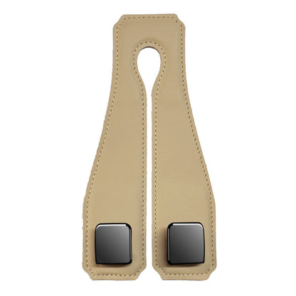 Beige Heavy Duty Car Headrest Hooks (Set of 4 Units) - PU Leather Seat Back Organizer Hangers V888-ELOSUNG24824