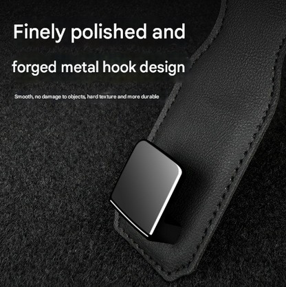 Beige Heavy Duty Car Headrest Hooks (Set of 4 Units) - PU Leather Seat Back Organizer Hangers V888-ELOSUNG24824