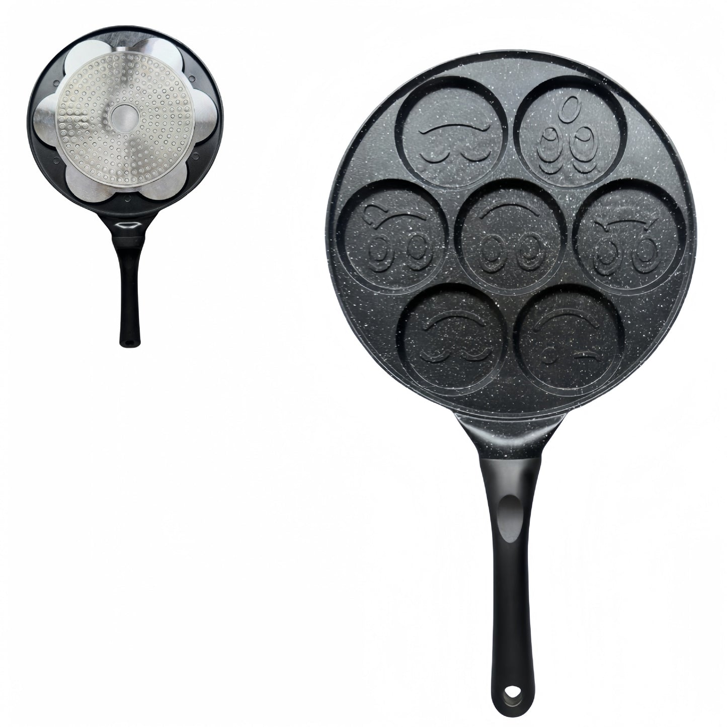 Black Smiley Versatile Non-Stick Frying Pan (27cm) - Induction Ready Skillet for Everyday Cooking V888-ELOSUNG24826