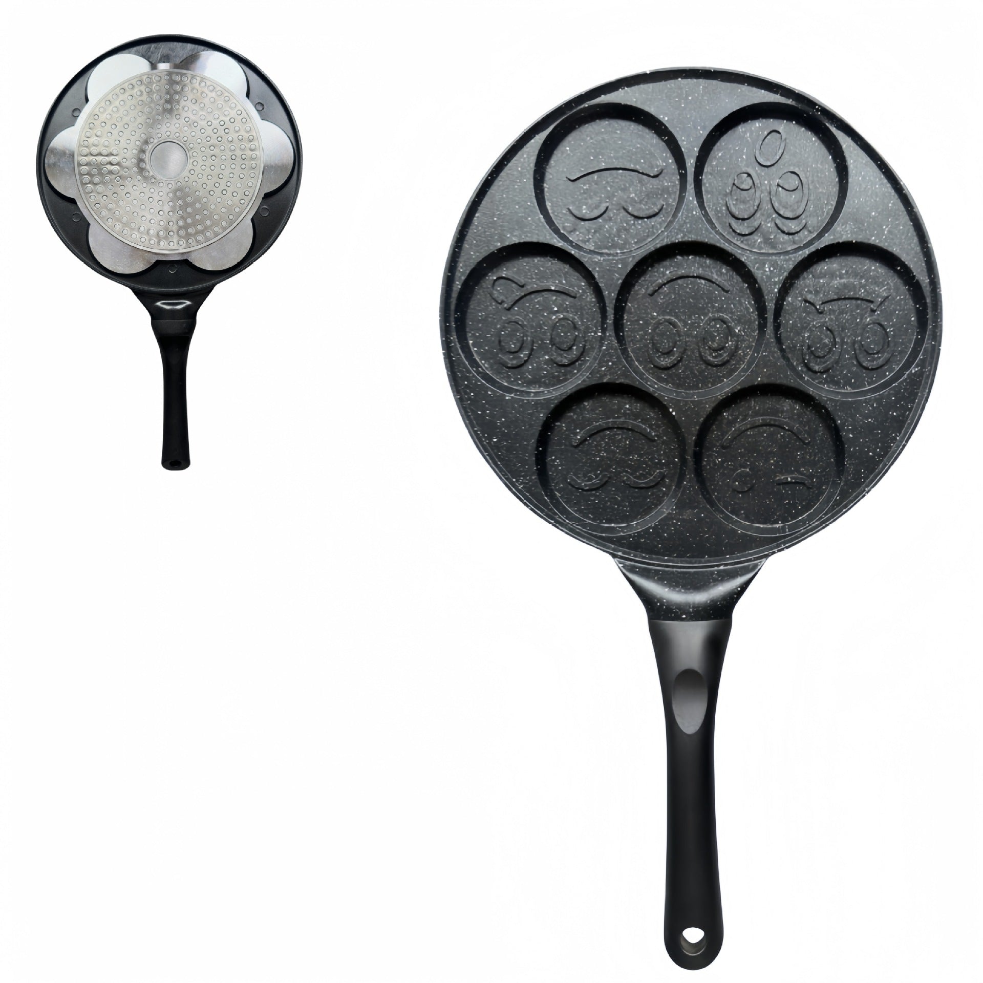 Black Smiley Versatile Non-Stick Frying Pan (27cm) - Induction Ready Skillet for Everyday Cooking V888-ELOSUNG24826