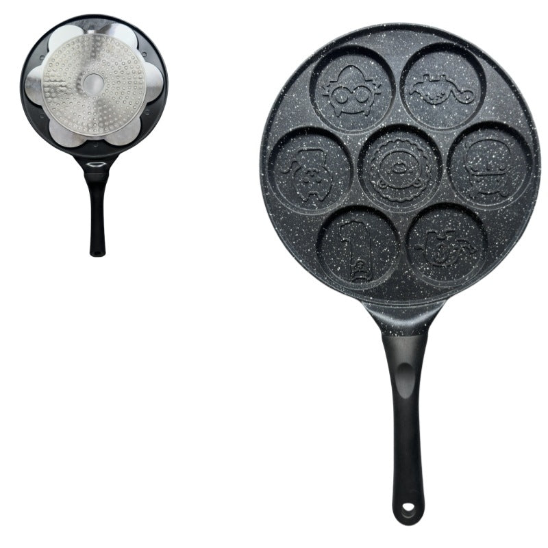 Black Cartoon Versatile Non-Stick Frying Pan (27cm) - Induction Ready Skillet for Everyday Cooking V888-ELOSUNG24827