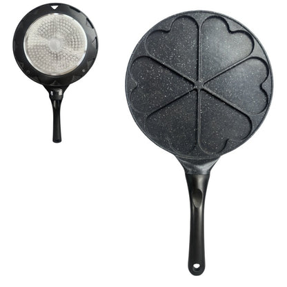 Black Heart Six Hole Versatile Non-Stick Frying Pan (27cm) - Induction Ready Skillet for Everyday Cooking V888-ELOSUNG24831