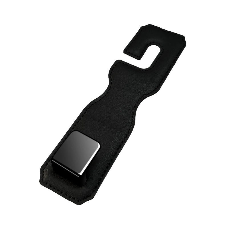 Black Premium PU Leather Car Headrest Hooks (Set of 4) - Stylish Seat Back Organizer Hangers V888-ELOSUNG24841