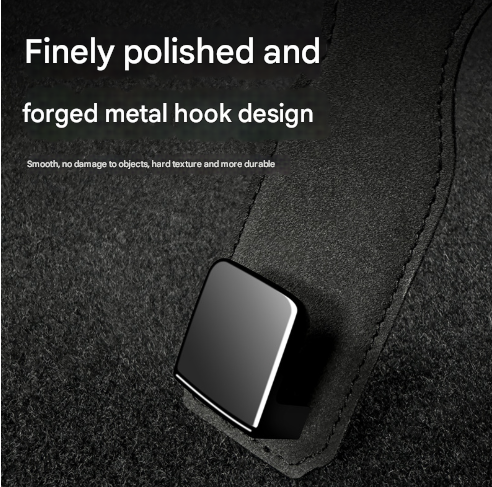 Black Premium PU Leather Car Headrest Hooks (Set of 4) - Stylish Seat Back Organizer Hangers V888-ELOSUNG24841