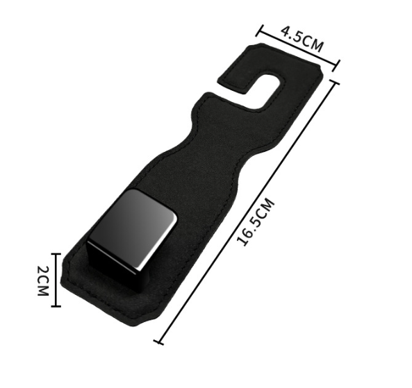 Black Premium PU Leather Car Headrest Hooks (Set of 4) - Stylish Seat Back Organizer Hangers V888-ELOSUNG24841