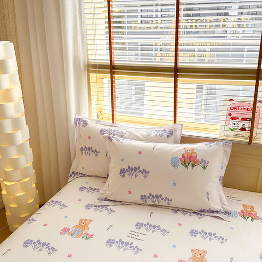Coco Bear 100% Cotton Pillowcase Set (Pack of 2) - Breathable Standard Size 48x74cm Pure Cotton Pillow Covers V888-ELOSUNG24851