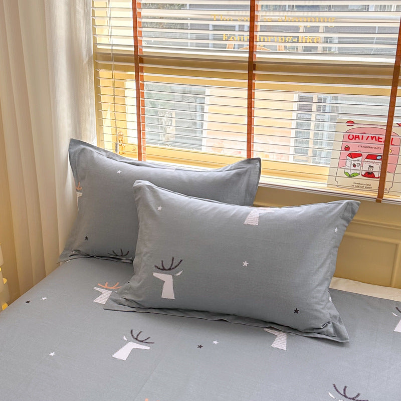 Grey Deer 100% Cotton Pillowcase Set (Pack of 2) - Breathable Standard Size 48x74cm Pure Cotton Pillow Covers V888-ELOSUNG24853