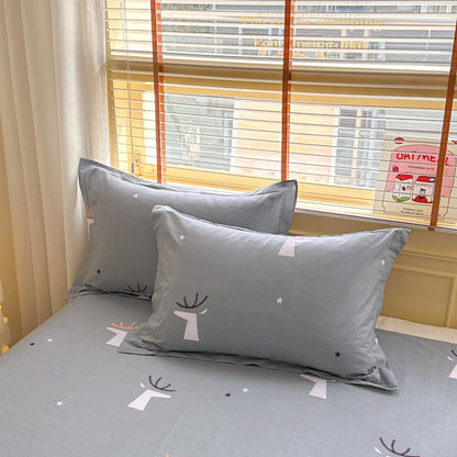 Grey Deer 100% Cotton Pillowcase Set (Pack of 2) - Breathable Standard Size 48x74cm Pure Cotton Pillow Covers V888-ELOSUNG24853