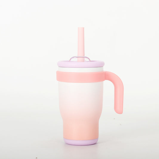 Peach Pink Gradient 14oz Insulated Tumbler with Handle & Straw - 304 Stainless Steel Car Cup (Contrast Color) V888-ELOSUNG24857