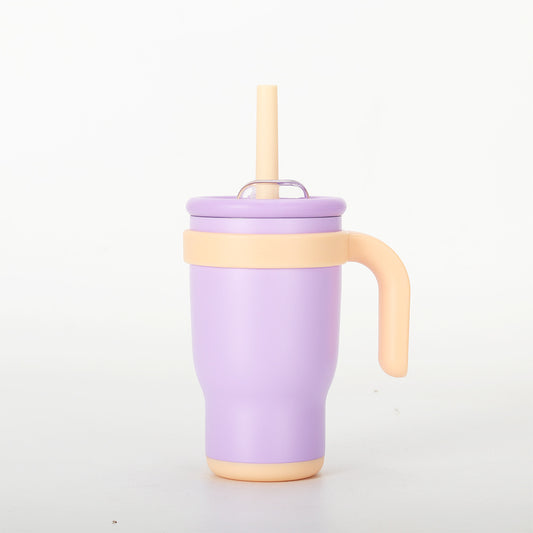 Purple 14oz Insulated Tumbler with Handle & Straw - 304 Stainless Steel Car Cup (Contrast Color) V888-ELOSUNG24858