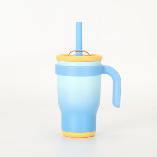 Blue 14oz Insulated Tumbler with Handle & Straw - 304 Stainless Steel Car Cup (Contrast Color) V888-ELOSUNG24859