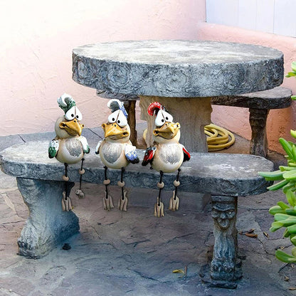Blue Quirky Resin Rooster Figurine Set (2-Pack) - Novelty Chicken Home Decor Ornaments V888-ELOSUNG24875