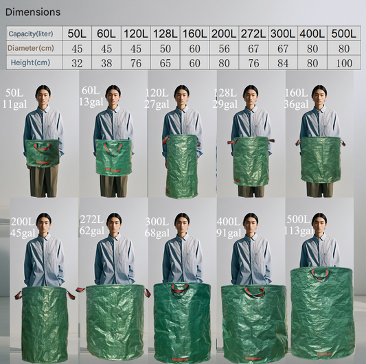 272L( 67*76cm) Heavy Duty Collapsible Garden Waste Bags (Set of 2) - Large Reusable Yard Leaf Bin V888-ELOSUNG24889