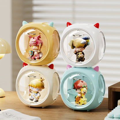 2PCS Beige Cute Magnetic Display Case - Dustproof 'Space Capsule' Box for Figures & Collectibles V888-ELOSUNG24924