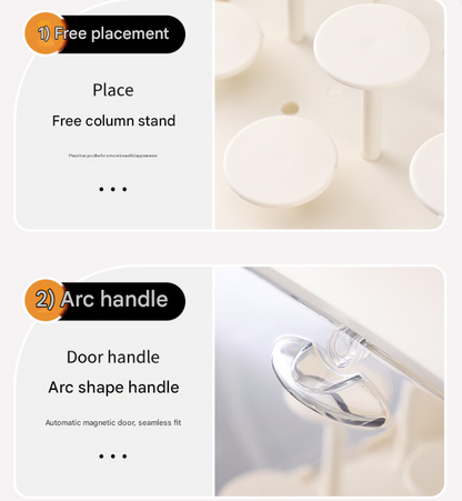 Cream White With Lamp Wall Mount & Desktop Blind Box Display Case - Clear Dustproof Storage Organizer for V888-ELOSUNG24928