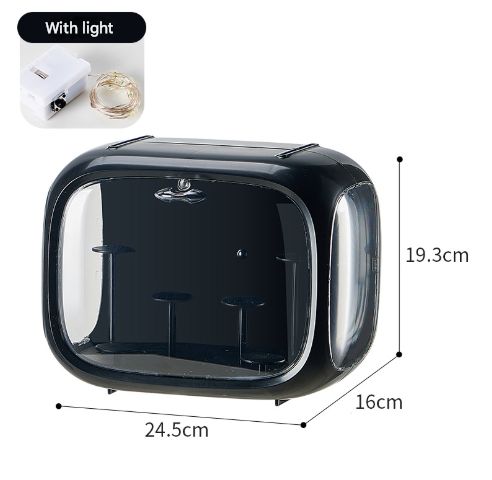 Black With Lamp Wall Mount & Desktop Blind Box Display Case - Clear Dustproof Storage Organizer for V888-ELOSUNG24930