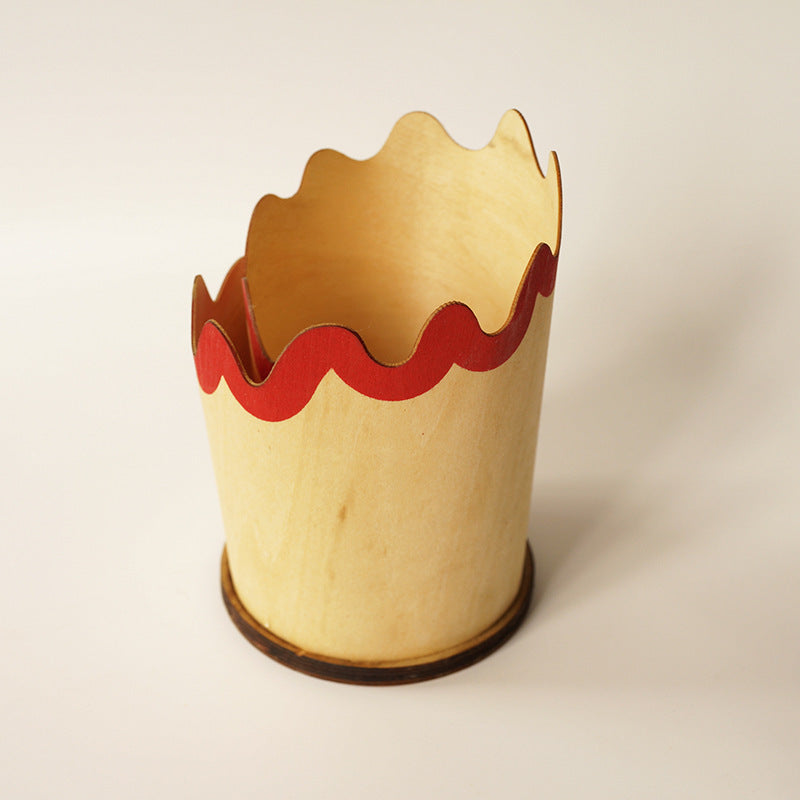 2PCS Red Creative Wooden Pencil Shaving Pen Holder - Novelty Desk Organizer & Stationery Storage V888-ELOSUNG24931