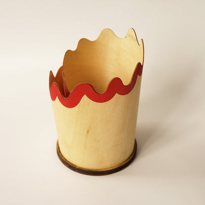 2PCS Red Creative Wooden Pencil Shaving Pen Holder - Novelty Desk Organizer & Stationery Storage V888-ELOSUNG24931