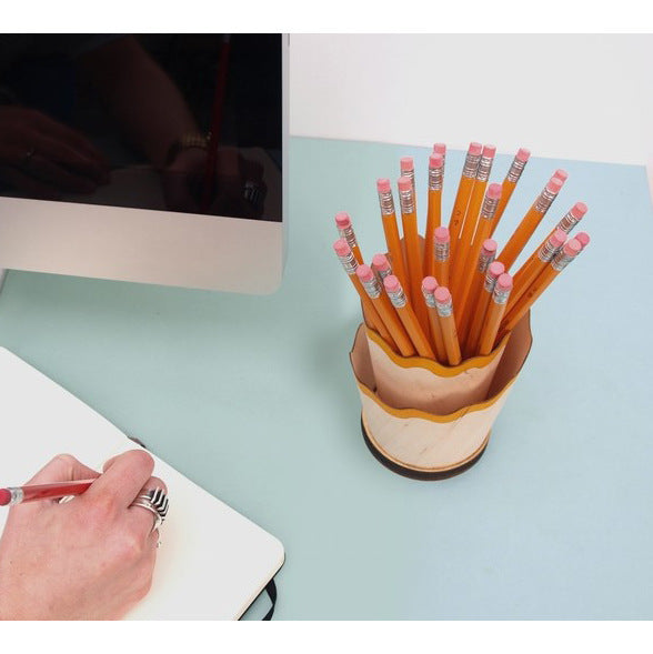 2PCS Red Creative Wooden Pencil Shaving Pen Holder - Novelty Desk Organizer & Stationery Storage V888-ELOSUNG24931