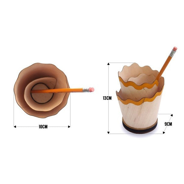 2PCS Blue Creative Wooden Pencil Shaving Pen Holder - Novelty Desk Organizer & Stationery Storage V888-ELOSUNG24932