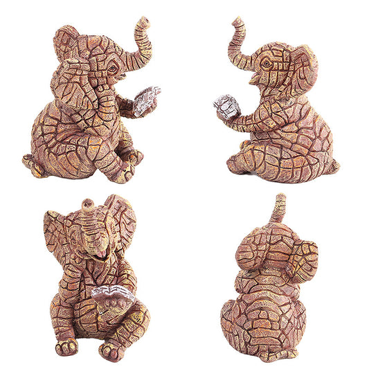 2 PCS Textured Resin Elephant Figurine - Decorative Stone-Look Statue for Home & Garden Decor V888-ELOSUNG24936