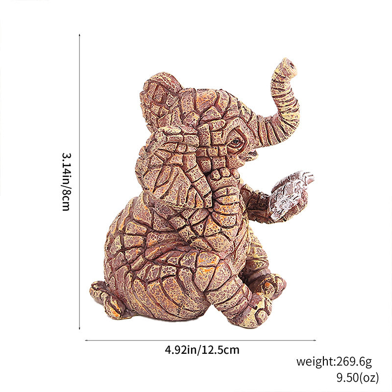 2 PCS Textured Resin Elephant Figurine - Decorative Stone-Look Statue for Home & Garden Decor V888-ELOSUNG24936