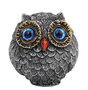 3Pcs Blue Small Decorative Resin Owl Figurine - Textured Statue with Blue Eyes V888-ELOSUNG24937