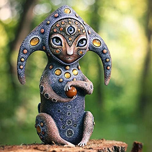 3PCS Two Eyes Fantasy Three-Eyed Alien Figurine Set - 3 Piece Resin Sculptures for Home & Garden Decor V888-ELOSUNG24941