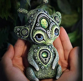 3PCS Four Eyes Fantasy Three-Eyed Alien Figurine Set - 3 Piece Resin Sculptures for Home & Garden Decor V888-ELOSUNG24943