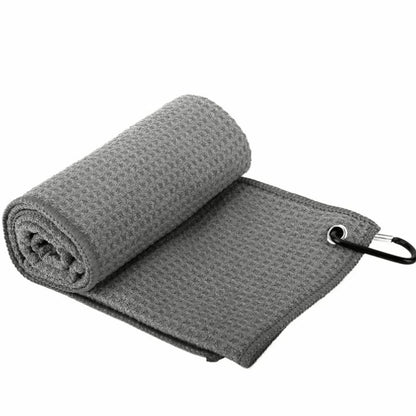 Grey Microfiber Waffle Weave Golf Towel Set - 4 Pack (40x60cm) - Ultra Absorbent & Quick Drying V888-ELOSUNG24974