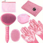 Pink 6-Piece Dog Grooming Bath Set - Absorbent Microfiber Towels & Wash Mitts for Shiny Coats V888-ELOSUNG24981