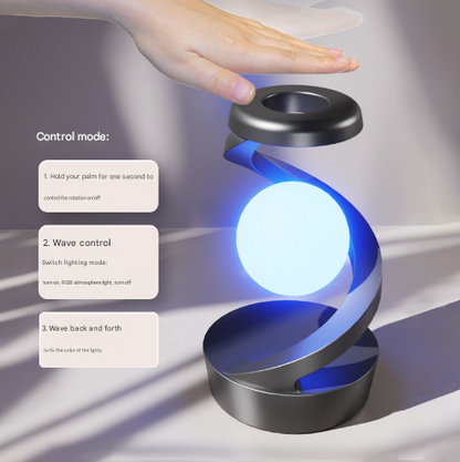White Modern Levitating LED Desk Lamp with Wireless Phone Charger - Spiral Design Atmosphere Light V888-ELOSUNG24985