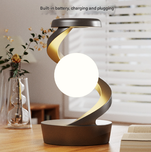 White Modern Levitating LED Desk Lamp with Wireless Phone Charger - Spiral Design Atmosphere Light V888-ELOSUNG24985