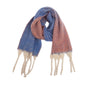 Blue-orange Plush Gradient Winter Scarf Shawl - Thick Textured Circle Yarn with Chunky Tassels - 185cm x 40cm V888-ELOSUNG24986