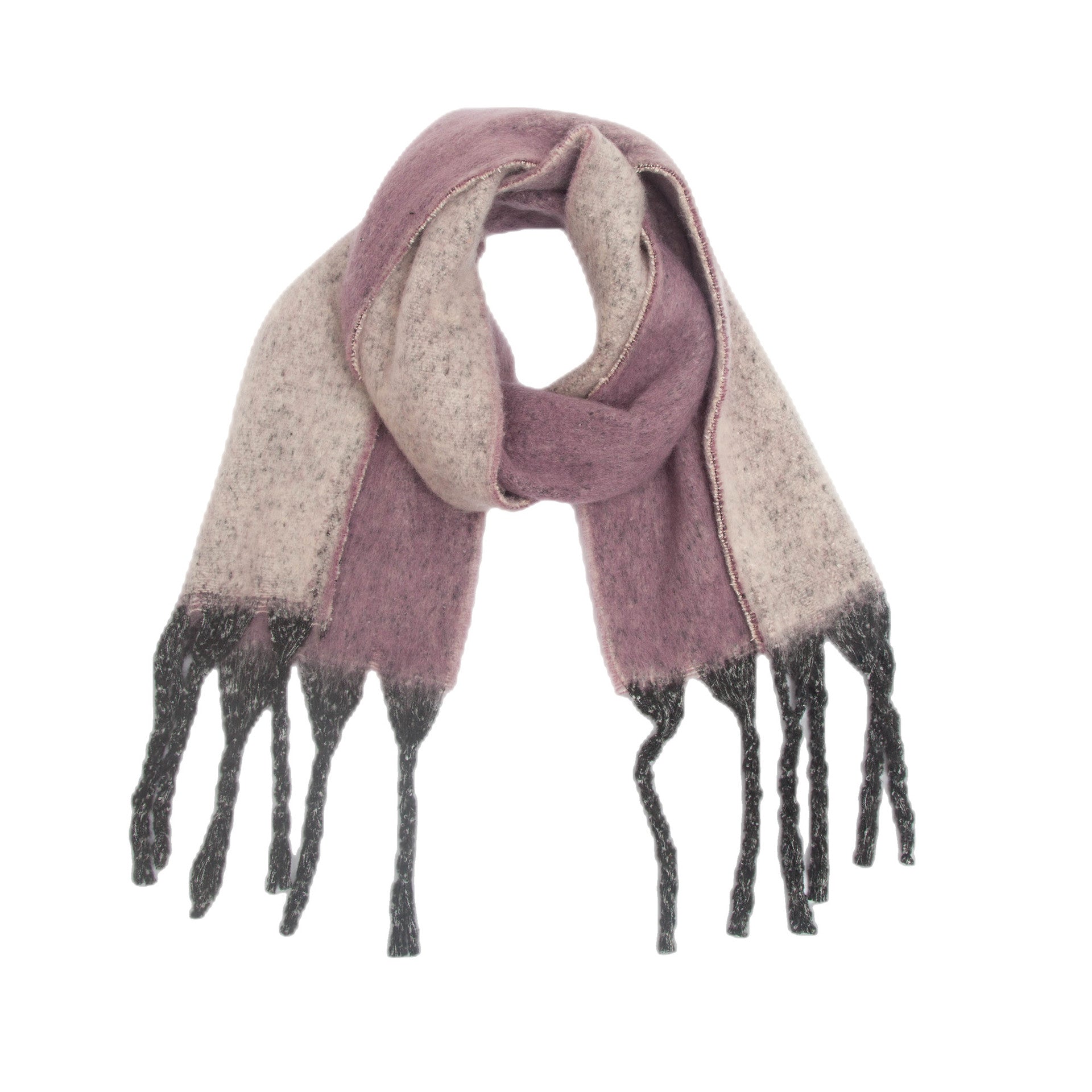Purple Plush Gradient Winter Scarf Shawl - Thick Textured Circle Yarn with Chunky Tassels - 185cm x 40cm V888-ELOSUNG24993
