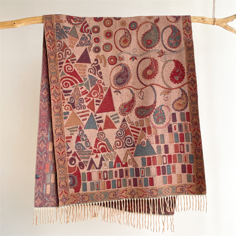 Pink Bohemian Paisley Print Scarf - Large Lightweight Shawl Wrap - 200cm x 65cm V888-ELOSUNG24995