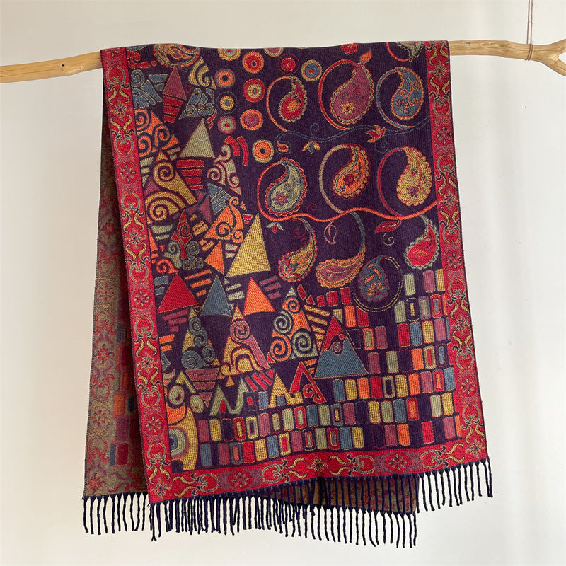 Blue Bohemian Paisley Print Scarf - Large Lightweight Shawl Wrap - 200cm x 65cm V888-ELOSUNG24996