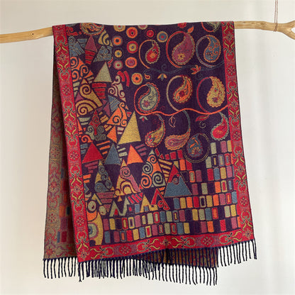 Blue Bohemian Paisley Print Scarf - Large Lightweight Shawl Wrap - 200cm x 65cm V888-ELOSUNG24996