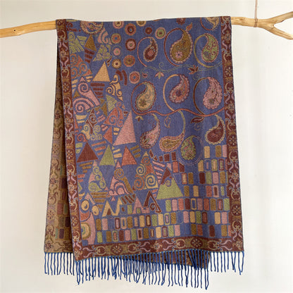 Light Blue Bohemian Paisley Print Scarf - Large Lightweight Shawl Wrap - 200cm x 65cm V888-ELOSUNG24997