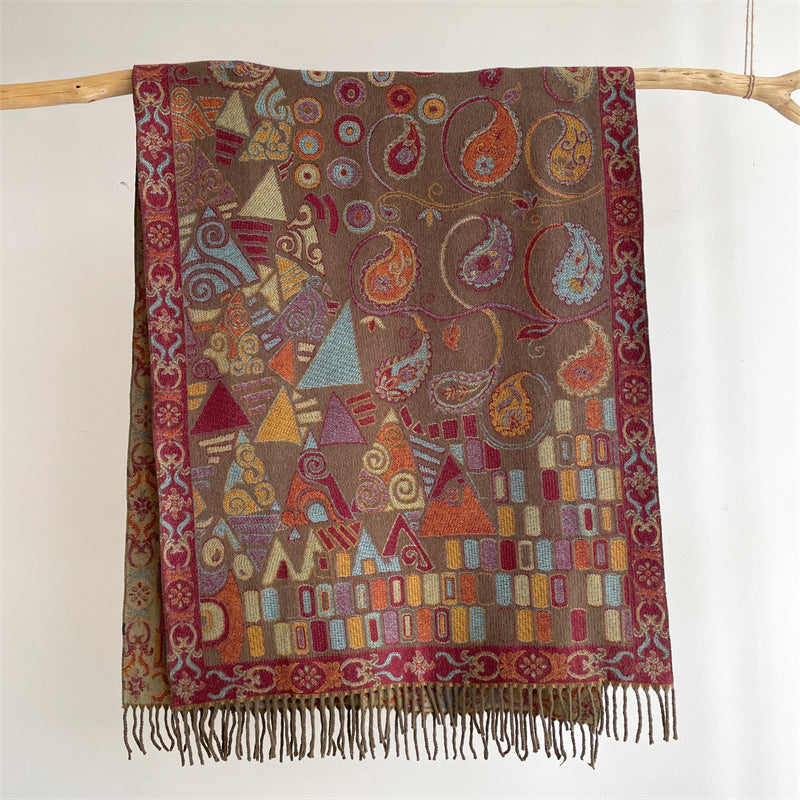 Green Bohemian Paisley Print Scarf - Large Lightweight Shawl Wrap - 200cm x 65cm V888-ELOSUNG24998