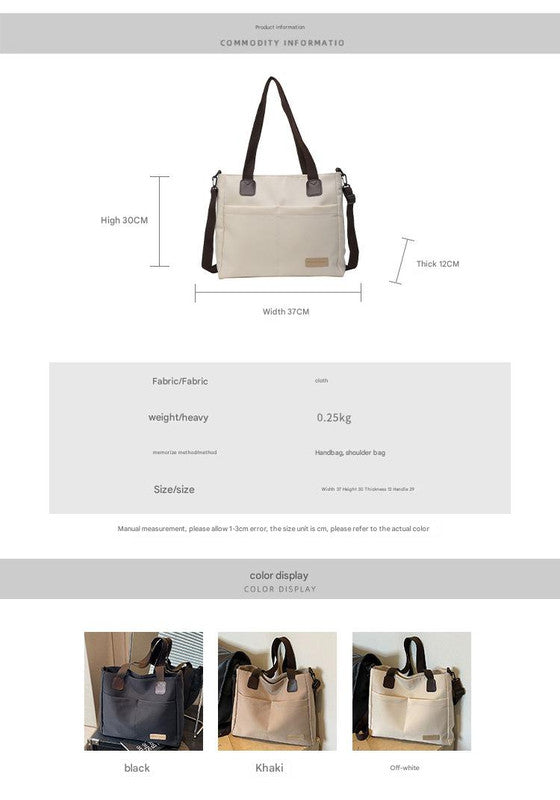 Stylish black canvas tote bag with detachable shoulder strap V888-ELOSUNG25003