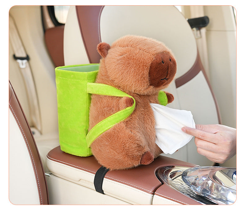Cute Capybara Tissue Holder for Car - Plush Toy with Storage V888-ELOSUNG25024