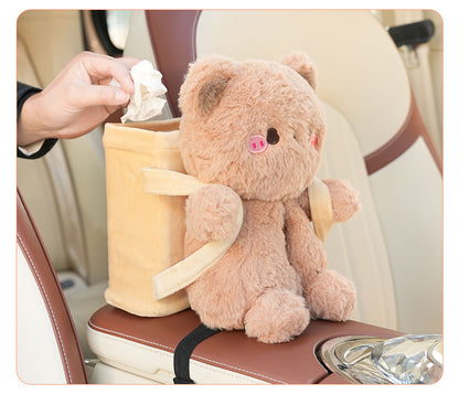 Cute Cloud Bear Tissue Holder for Car - Plush Toy with Storage V888-ELOSUNG25025