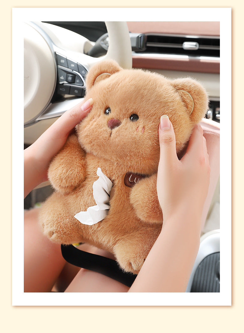 Adorable Bear Tissue Holder for Car - Plush Toy with Storage V888-ELOSUNG25027