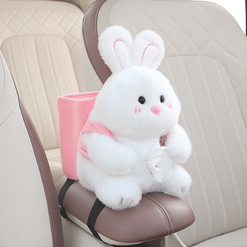 Adorable White Rabbit Tissue Holder for Car - Plush Toy with Storage V888-ELOSUNG25029