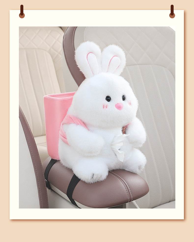 Adorable White Rabbit Tissue Holder for Car - Plush Toy with Storage V888-ELOSUNG25029