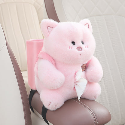 Adorable Pink Pig Tissue Holder for Car - Plush Toy with Storage V888-ELOSUNG25030