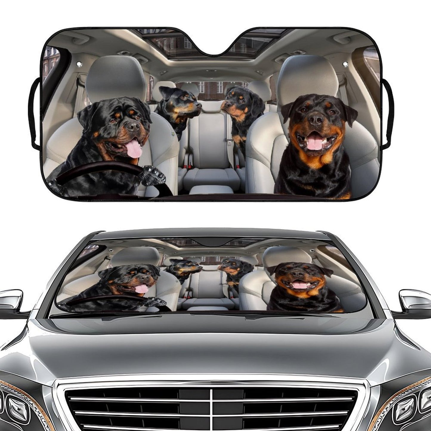 Black Dog Driving Car Sunshade for Windshield - UV Protection V888-ELOSUNG25033