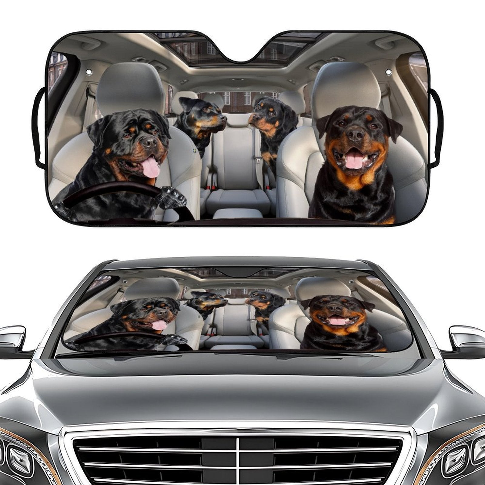 Black Dog Driving Car Sunshade for Windshield - UV Protection V888-ELOSUNG25033